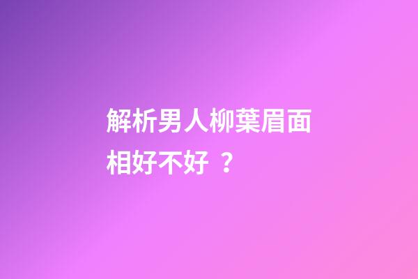 解析男人柳葉眉面相好不好？